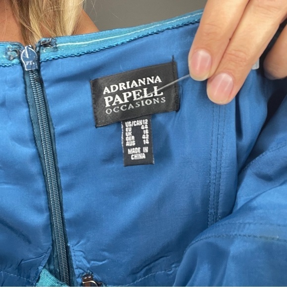 Adrianna Papell Teal Shimmer Dress and Jacket Set - Picture 11 of 13